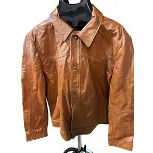 Vintage Startown Brown Leather Jacket Made USA 70s 80s